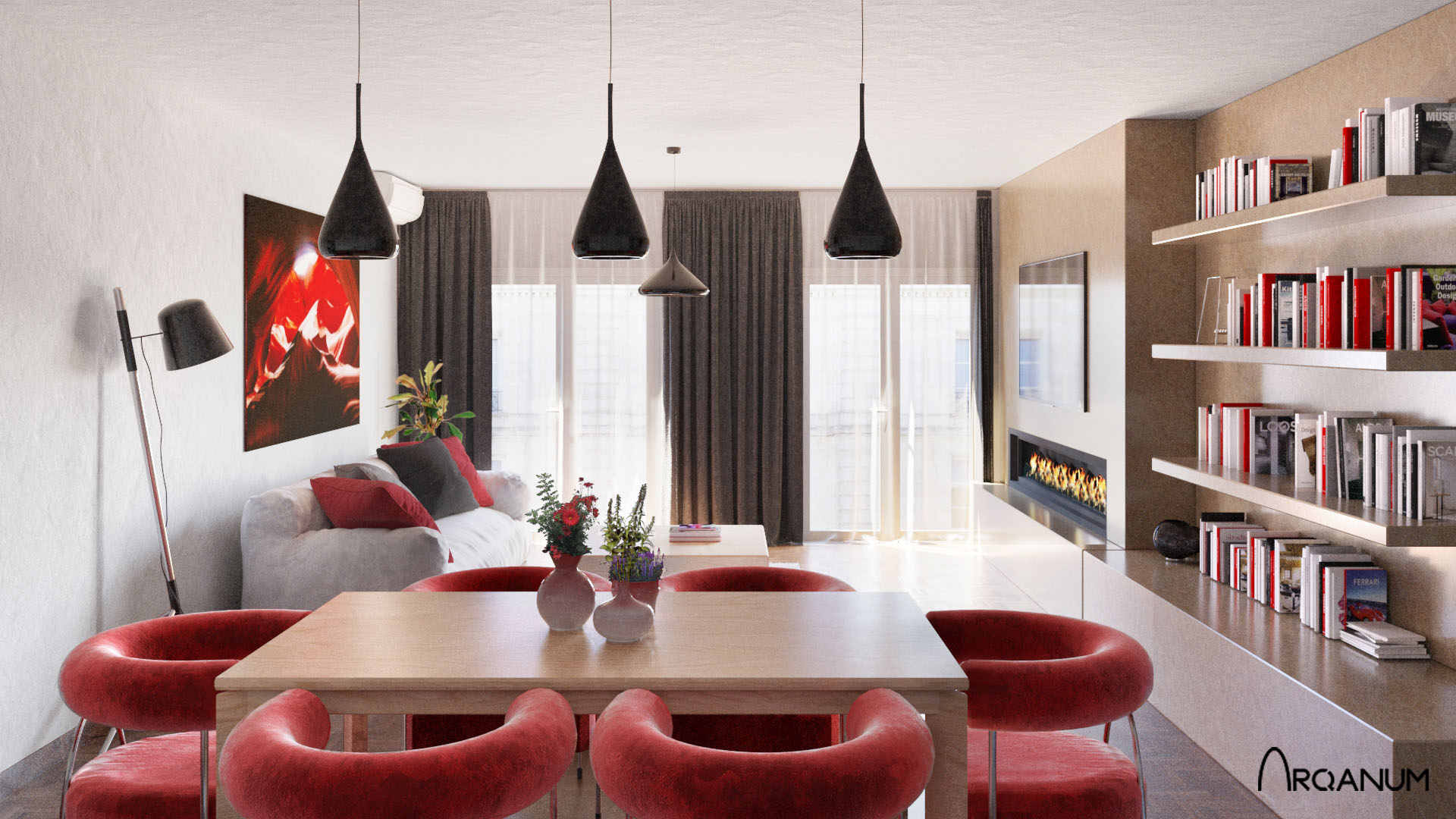 Dos edificios de viviendas en León, salón